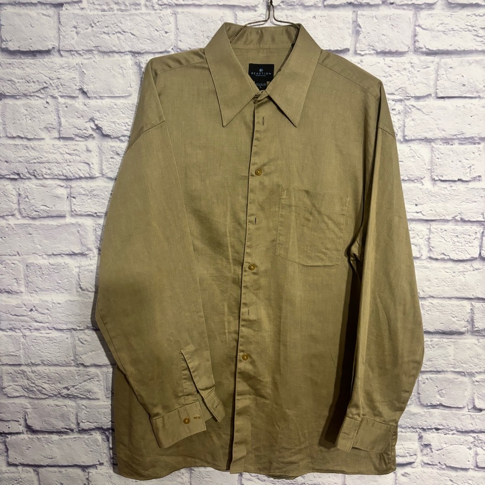 Kenneth Cole Reaction Men's Tan Button-Up Shirt, Large